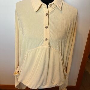 Elegant Cream Button-Down Women's Shirt